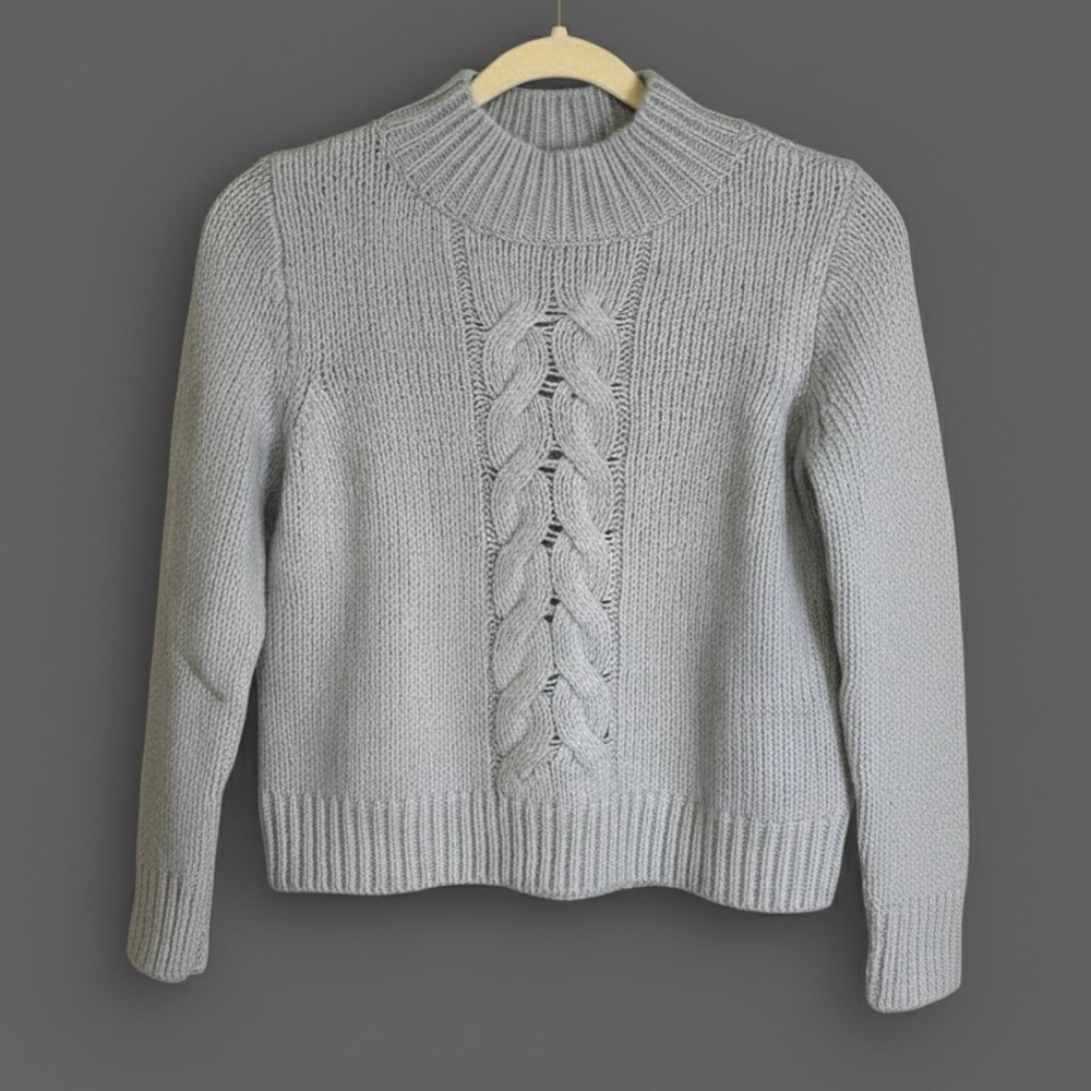 Madewell Alpaca Wool Cable Knit Mock Neck Sweater Gray Women’s Small